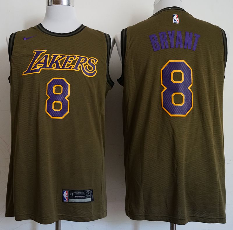 Men Los Angeles Lakers #8 Bryant Military green Game Nike NBA Jerseys